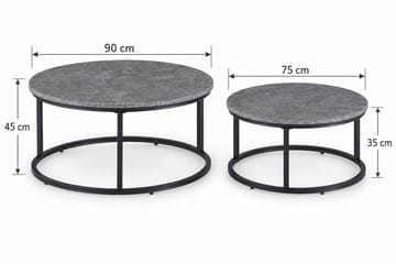 Thyra rundt satsbord 90 cm 2 bord - Grå / svart - Møbler - Bord - Sofabord