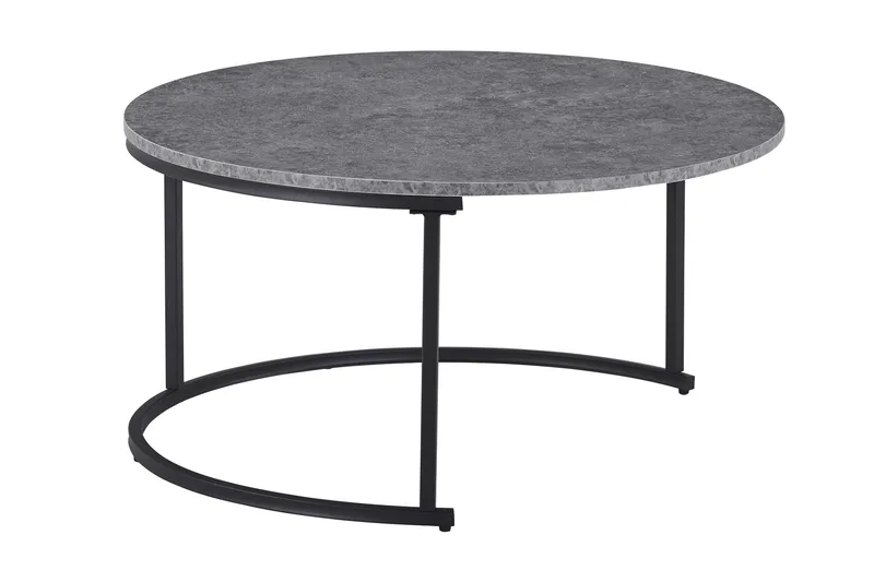 Thyra rundt satsbord 90 cm 2 bord - Grå / svart - Møbler - Bord - Sofabord