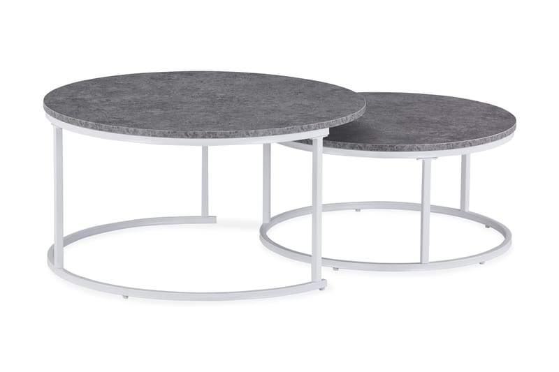 Thyra Settbord 90 cm Rundt 2 Bord - Grå - Møbler - Bord - Sofabord
