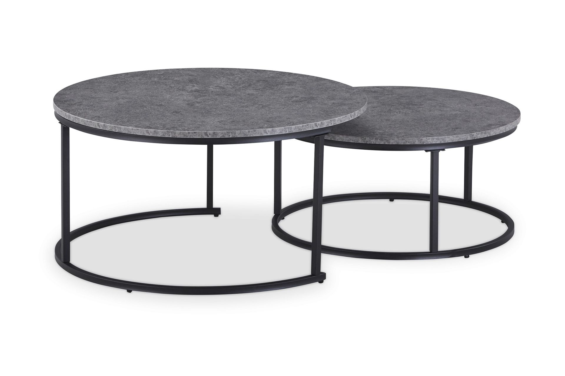 Thyra Settbord Rundt 90 cm 2 bord - Grå / Svart