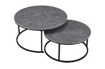 Thyra Settbord Rundt 90 cm 2 bord - Grå / Svart - Møbler - Bord - Sofabord
