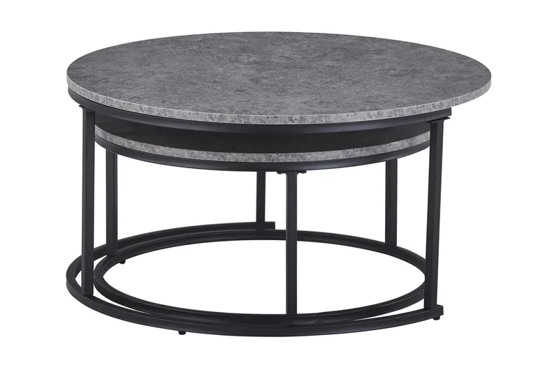 Thyra Settbord Rundt 90 cm 2 bord - Grå / Svart - Møbler - Bord - Sofabord