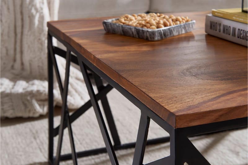 Tijero Sofabord 60 cm - Massivt Tre/Svart - Møbler - Bord - Sofabord
