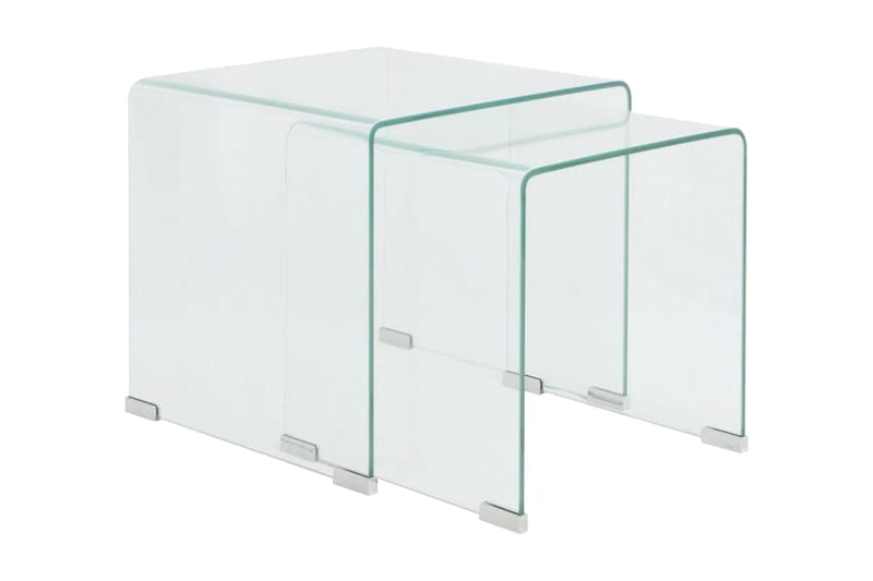Todelt settbord i temperert glass klar - Glass - Sofabord