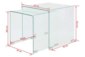 Todelt settbord i temperert glass klar - Glass - Møbler - Bord - Sofabord