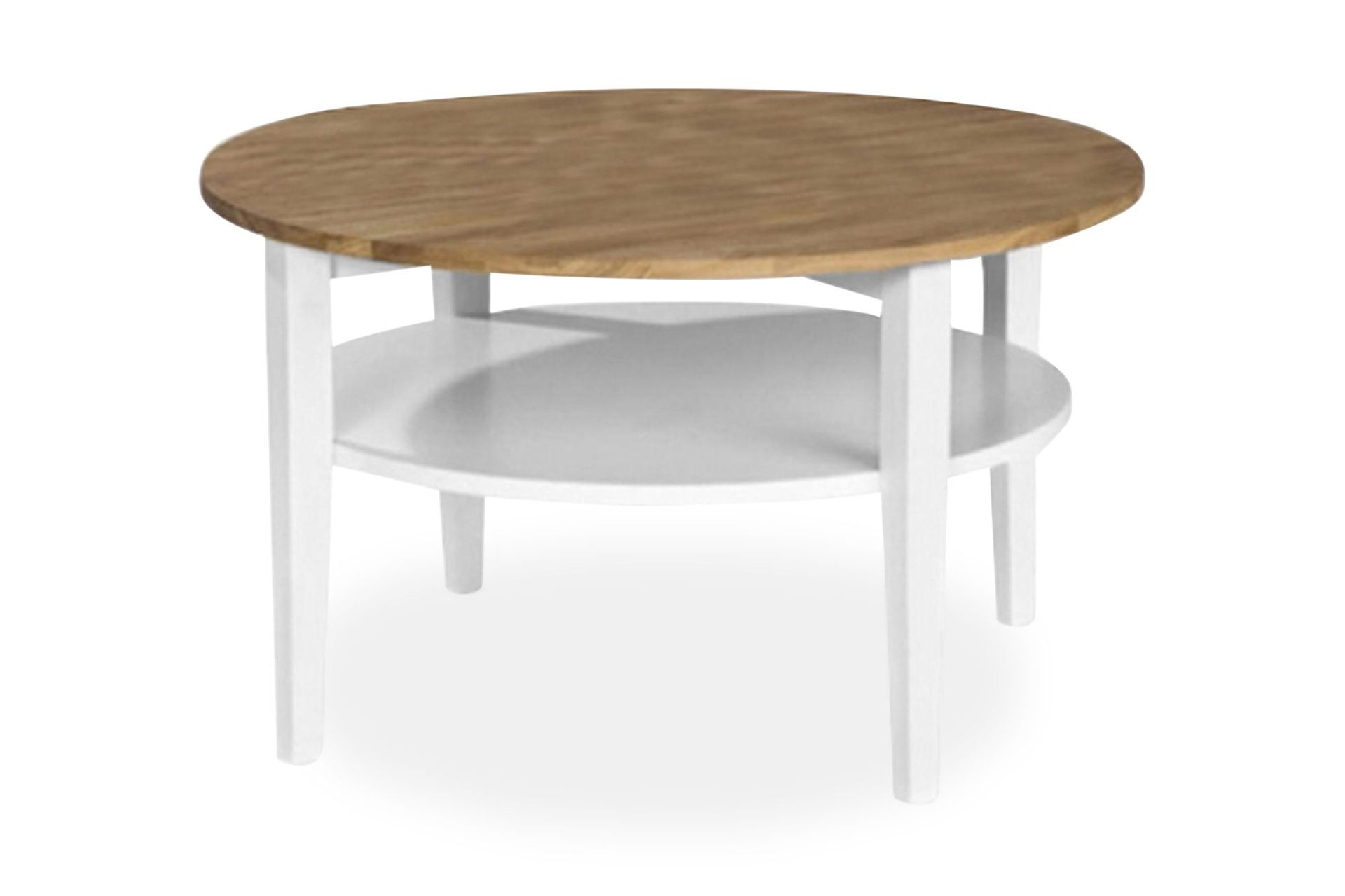 Tranås Sofabord 80 cm Rundt - Eik/Hvit