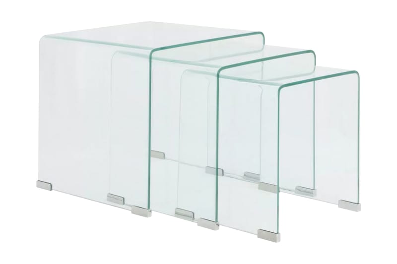Tredelt settbord i temperert glass klar - Glass - Sofabord