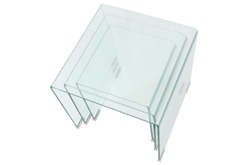 Tredelt settbord i temperert glass klar - Glass - Møbler - Bord - Sofabord