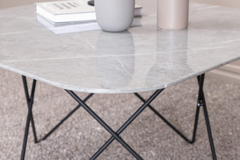 Tristar Sofabord 80 cm - Marmor/Grå/Svart - Møbler - Bord - Sofabord