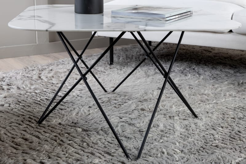 Tristar Sofabord 80 cm - Marmor/Hvit/Svart - Møbler - Bord - Sofabord