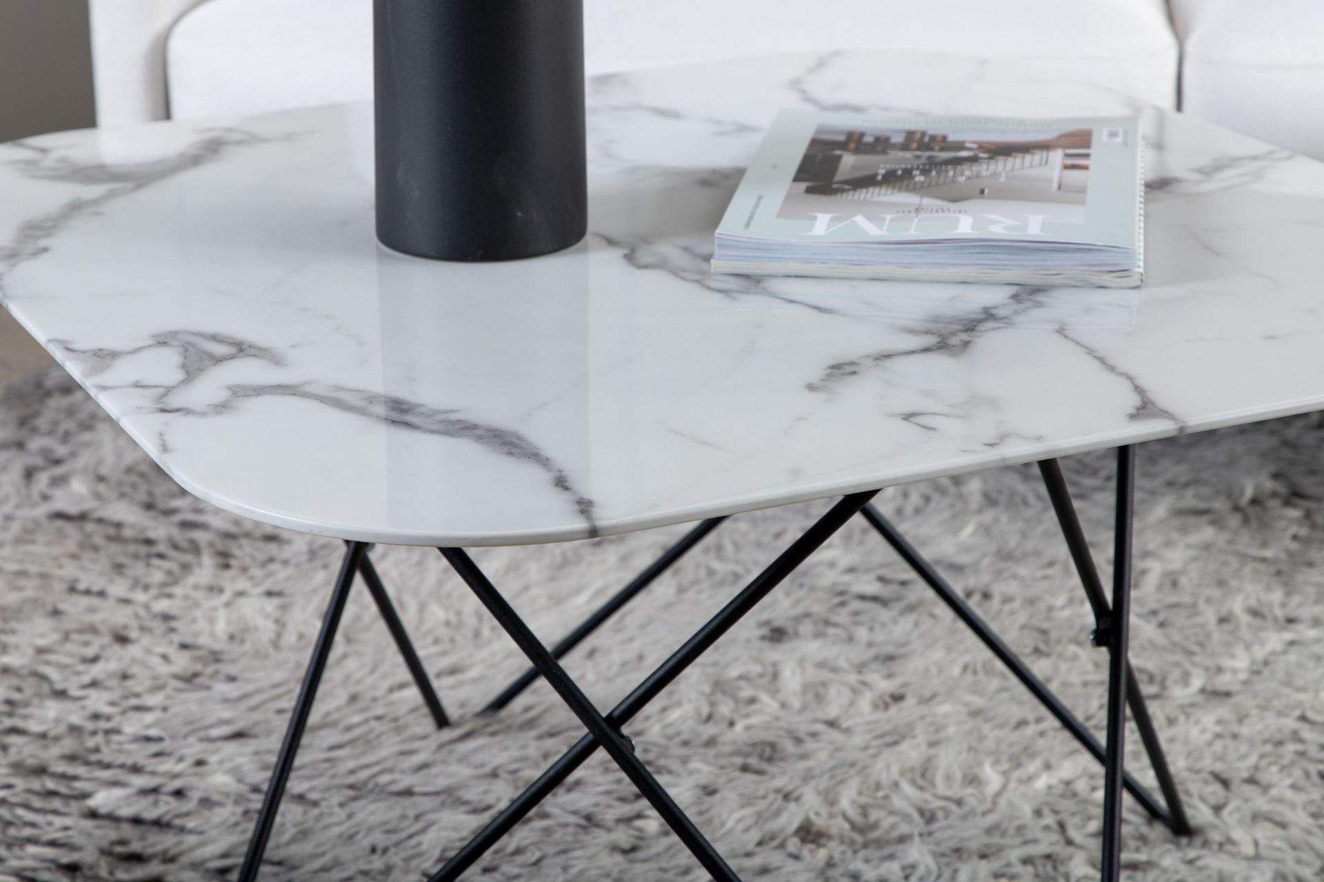 Tristar Sofabord 80 cm - Marmor/Hvit/Svart - Møbler - Bord - Sofabord