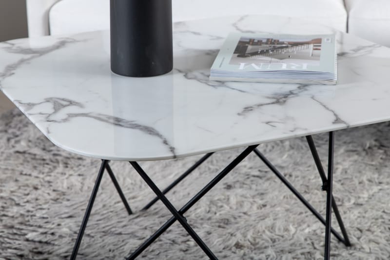 Tristar Sofabord 80 cm - Marmor/Hvit/Svart - Møbler - Bord - Sofabord