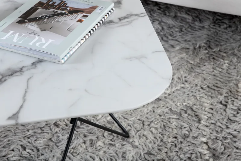 Tristar Sofabord 80 cm - Marmor/Hvit/Svart - Møbler - Bord - Sofabord