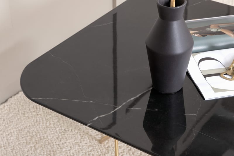 Tristar Sofabord 80 cm - Marmor/Svart/Messing - Møbler - Bord - Sofabord