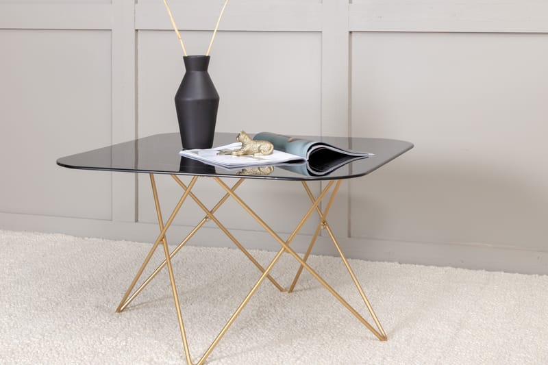 Tristar Sofabord 80 cm - Marmor/Svart/Messing - Møbler - Bord - Sofabord