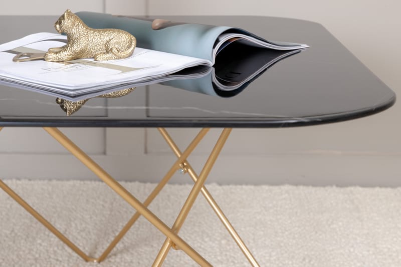 Tristar Sofabord 80 cm - Marmor/Svart/Messing - Møbler - Bord - Sofabord