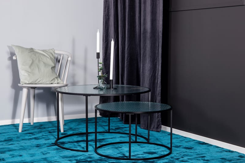 Twin Settbord 80 cm Rundt 2 Bord - Glas/Sort - Møbler - Bord - Sofabord