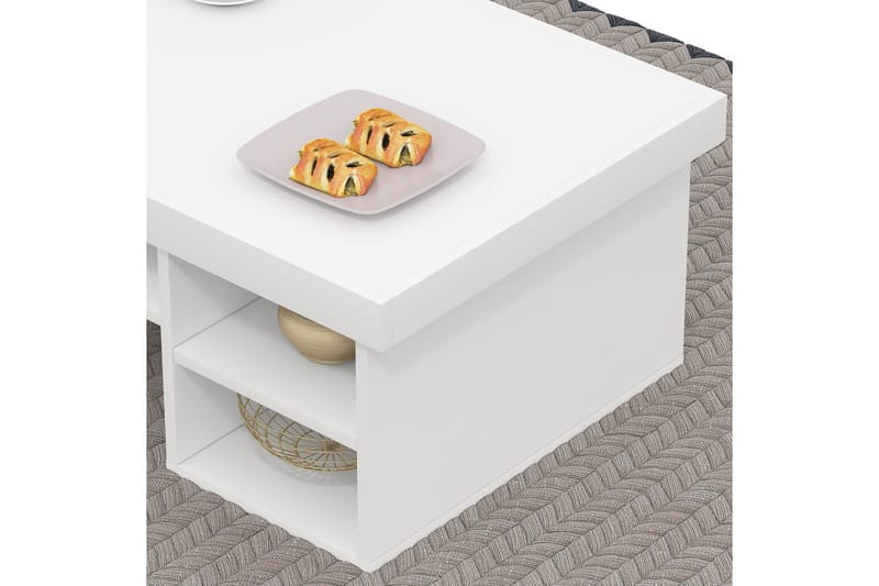 TyngSjø Sofabord 92 cm med Oppbevaringshyller - Hvit - Møbler - Bord - Sofabord