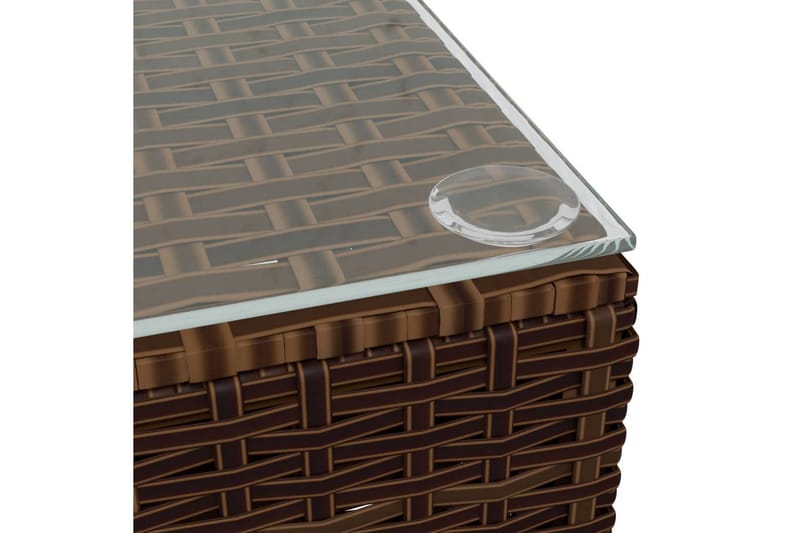 Utendørs salongbord brun 60x60x30 cm polyrotting og glass - Brun - Sofabord