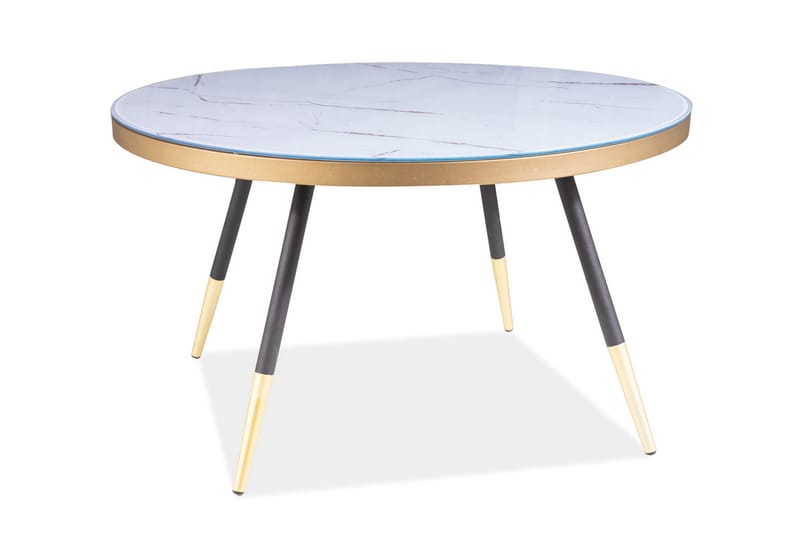 Vagaia Sofabord 80 cm Rundt Marmormønster - Hvit/Svart - Møbler - Bord - Sofabord