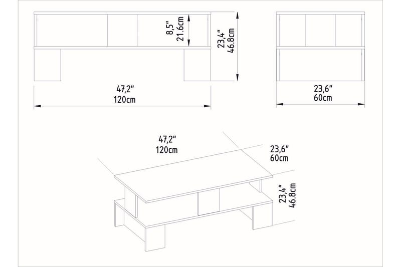 Velenje Sofabord 120 cm - Natur/Mørkebrun - Møbler - Bord - Sofabord