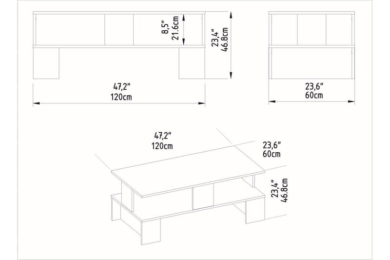 Velenje Sofabord 120 cm - Natur/Mørkebrun - Møbler - Bord - Sofabord