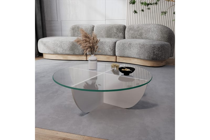 Vellavie Sofabord 90x30x90 cm Rundt - Hvit - Møbler - Bord - Sofabord