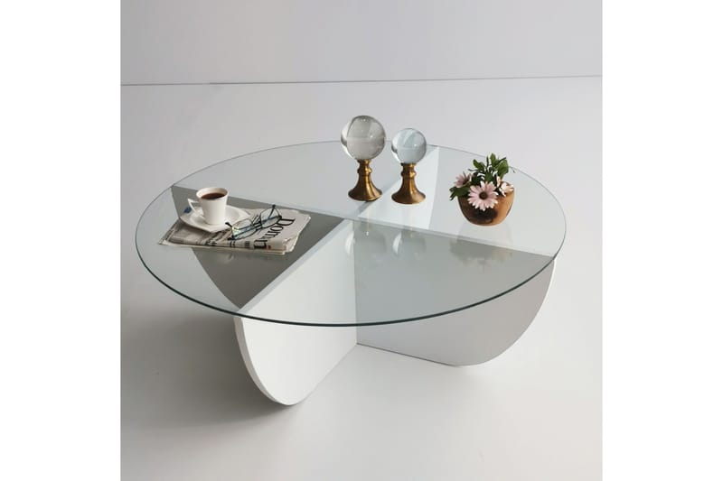 Vellavie Sofabord 90x30x90 cm Rundt - Hvit - Møbler - Bord - Sofabord