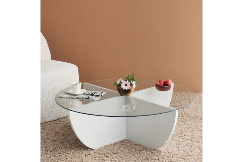 Vellavie Sofabord 90x30x90 cm Rundt - Hvit - Møbler - Bord - Sofabord