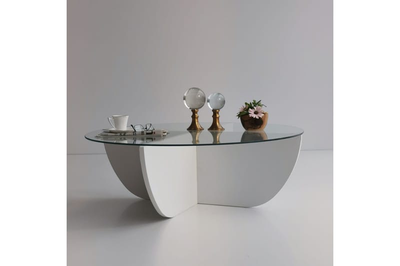 Vellavie Sofabord 90x30x90 cm Rundt - Hvit - Møbler - Bord - Sofabord