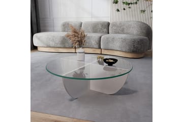 Vellavie Sofabord 90x30x90 cm Rundt - Hvit - Møbler - Bord - Sofabord