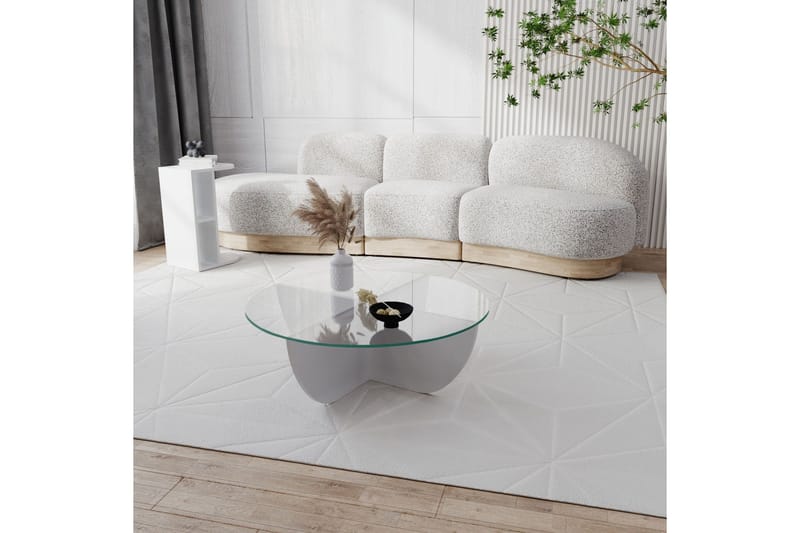 Vellavie Sofabord 90x30x90 cm Rundt - Hvit - Møbler - Bord - Sofabord