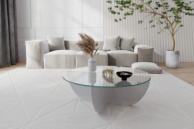 Vellavie Sofabord 90x30x90 cm Rundt - Hvit - Møbler - Bord - Sofabord