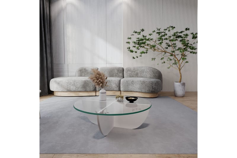 Vellavie Sofabord 90x30x90 cm Rundt - Hvit - Møbler - Bord - Sofabord