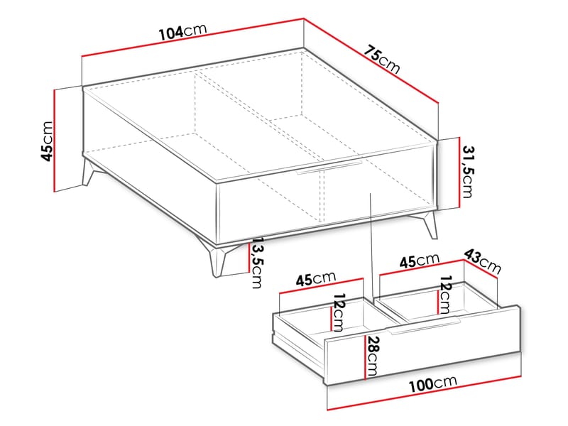 Vemdalen Sofabord 104 cm - Brun med svarte ben - Møbler - Bord - Sofabord