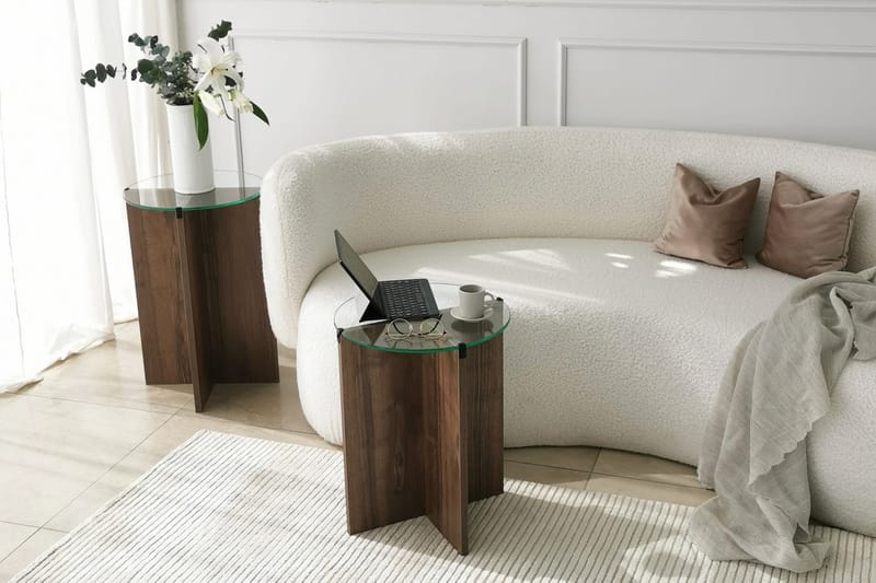 Vintalle Settbord 60x40x60 cm Rundt - Brun - Møbler - Bord - Sofabord