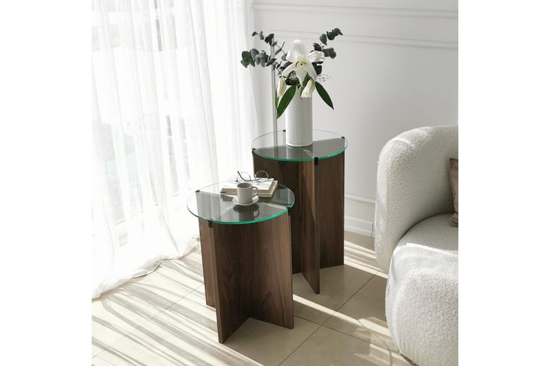 Vintalle Settbord 60x40x60 cm Rundt - Brun - Møbler - Bord - Sofabord