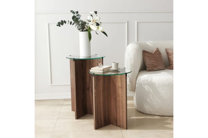 Vintalle Settbord 60x40x60 cm Rundt - Brun - Møbler - Bord - Sofabord