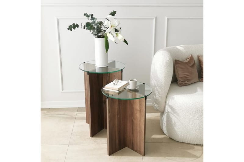 Vintalle Settbord 60x40x60 cm Rundt - Brun - Møbler - Bord - Sofabord