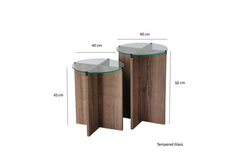 Vintalle Settbord 60x40x60 cm Rundt - Brun - Møbler - Bord - Sofabord