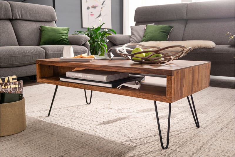 Virworthy Sofabord 100 cm - Massivt Tre/Svart - Møbler - Bord - Sofabord