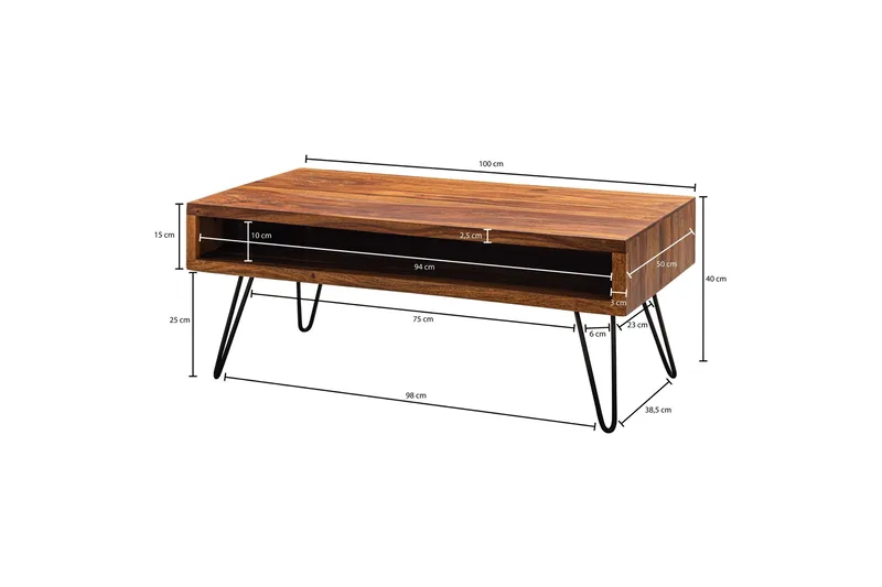 Virworthy Sofabord 100 cm - Massivt Tre/Svart - Møbler - Bord - Sofabord