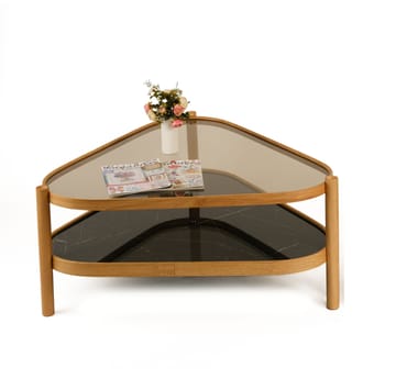 Sofabord Wallxpert Nesta (95 x 48 x 95 cm) Eik Svart Marmor - Eiketre og svart marmormønster - Møbler - Bord - Sofabord