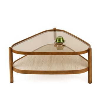 Sofabord Wallxpert Nesta (95 x 48 x 95 cm) Valnøtt Travertin - Valnøtt og travertin - Møbler - Bord - Sofabord