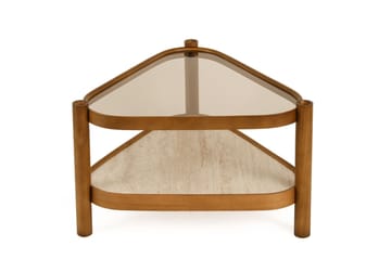 Sofabord Wallxpert Nesta (95 x 48 x 95 cm) Valnøtt Travertin - Valnøtt og travertin - Møbler - Bord - Sofabord