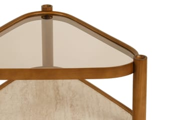 Sofabord Wallxpert Nesta (95 x 48 x 95 cm) Valnøtt Travertin - Valnøtt og travertin - Møbler - Bord - Sofabord