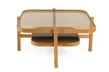Sofabord Wallxpert Olimpus (90 x 48 x 90 cm) Eik Svart Marmor - Eik og svart marmor - Møbler - Bord - Sofabord