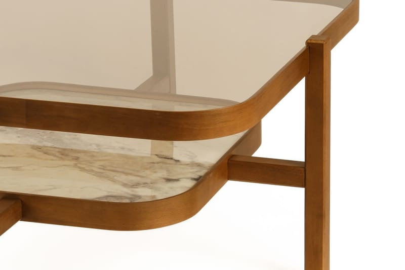 Sofabord Wallxpert Olimpus (90 x 48 x 90 cm) Valnøtt Hvit Marmor - Valnøtt og hvit marmor - Møbler - Bord - Sofabord