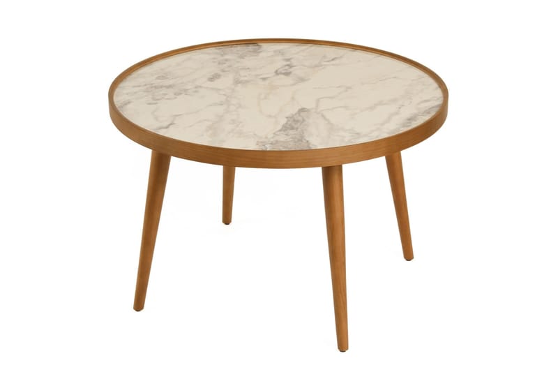 Sofabord Wallxpert Polen (80 x 48 x 80 cm) Valnøtt Hvit Marmor - Valnøtt og hvit marmor - Møbler - Bord - Sofabord