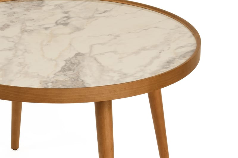 Sofabord Wallxpert Polen (80 x 48 x 80 cm) Valnøtt Hvit Marmor - Valnøtt og hvit marmor - Møbler - Bord - Sofabord